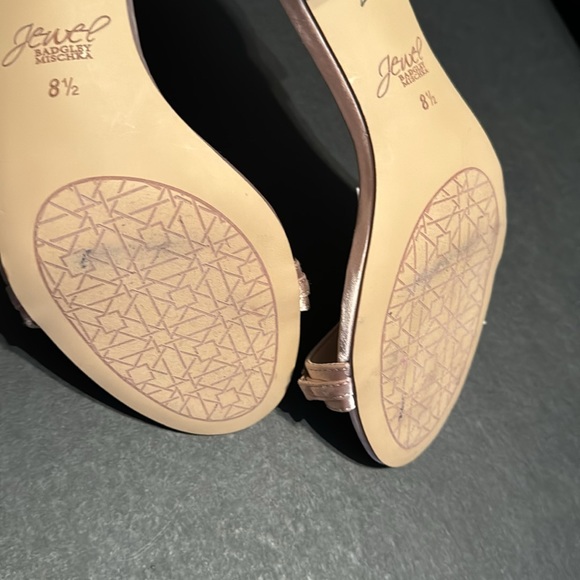 Badgley Mischka JEWEL Ramsay Sandals Ankle Strap Block Heels Champagne Blush NEW - Picture 11 of 15